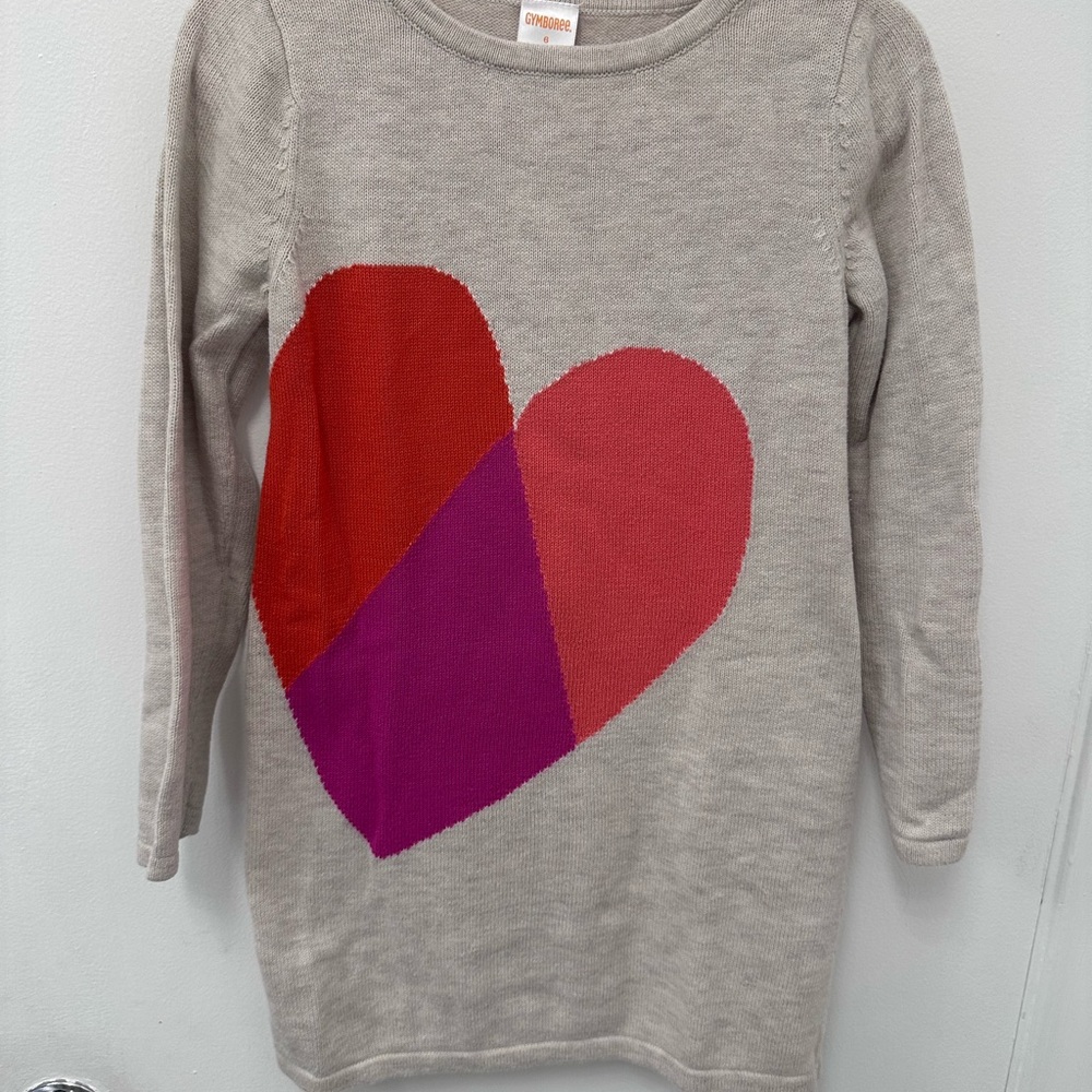 Gymboree Kids Heart Sweater - Beige with Red, Pink, and Purple